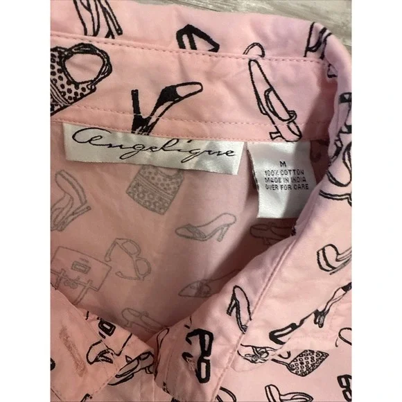 Angelique Vintage Pink Rockabilly Top 90s Sunglasses Shoes Purse Bow On Arm Sz M - Picture 4 of 5